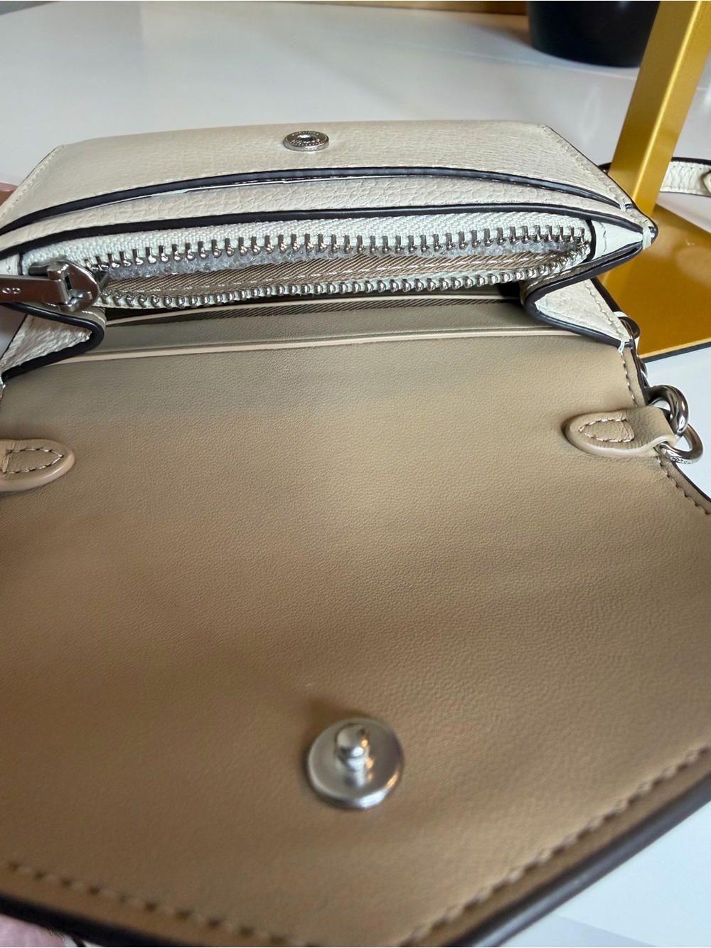 Coach CJ170 Mini Envelope Wallet on Chain Chalk Crossbody NWT - Picture 10 of 14